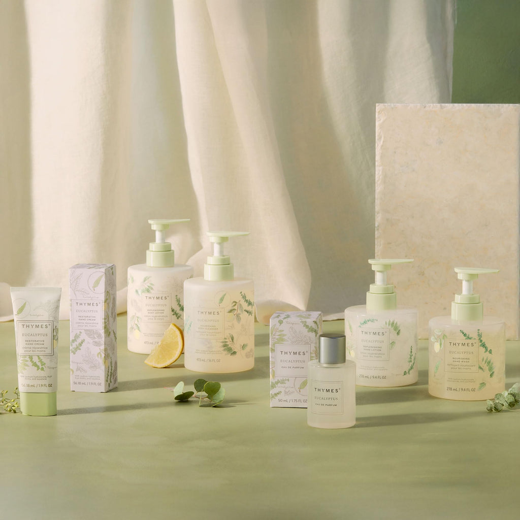 Thymes Replenishing Hand Lotion for Dry Skin – Daily Moisturizer with Sodium Hyaluronate & Squalane, Eucalyptus, 9.4 fl oz