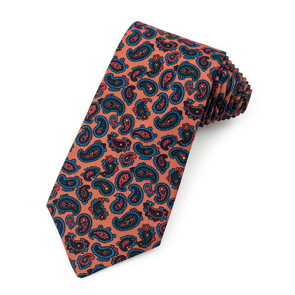 Paisley Ancient Madder Silk Tie In Mustard