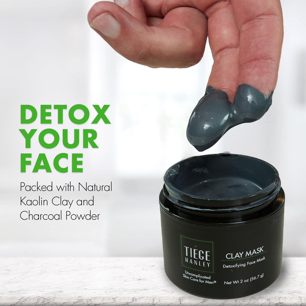 Detoxifying Facial Clay Mask for Men by Tiege Hanley – Deep Pore Cleansing with Kaolin Clay & Aloe | 2 oz