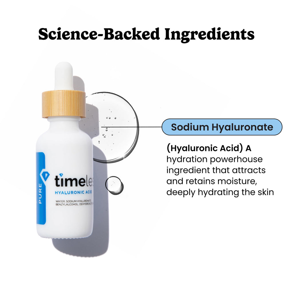 Timeless Skin Care Hyaluronic Acid 100% Pure Serum – Fragrance-Free Hydrating Face Serum, 2 oz (Pack of 2)