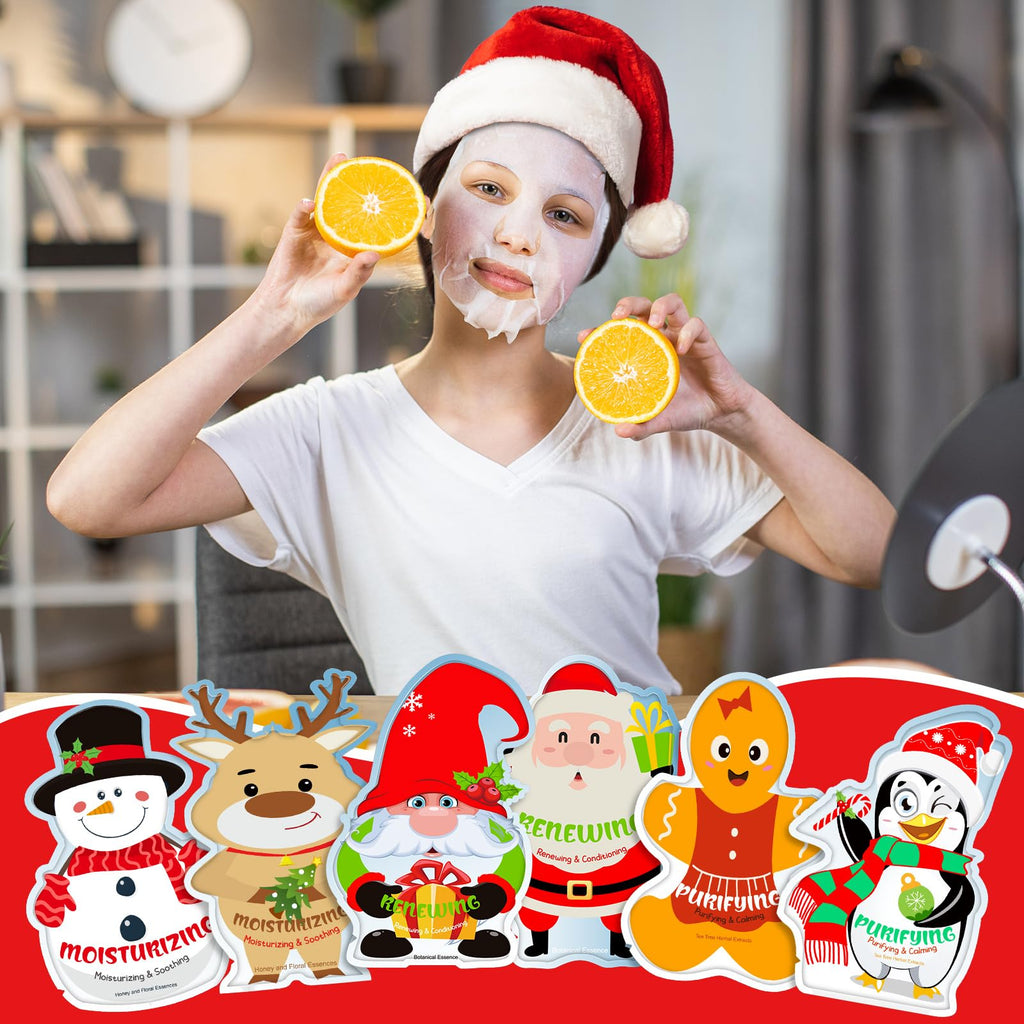 Timgle 12 Pcs Christmas Facial Masks Bulk – Hydrating Sheet Masks for Women | Holiday Stocking Stuffers