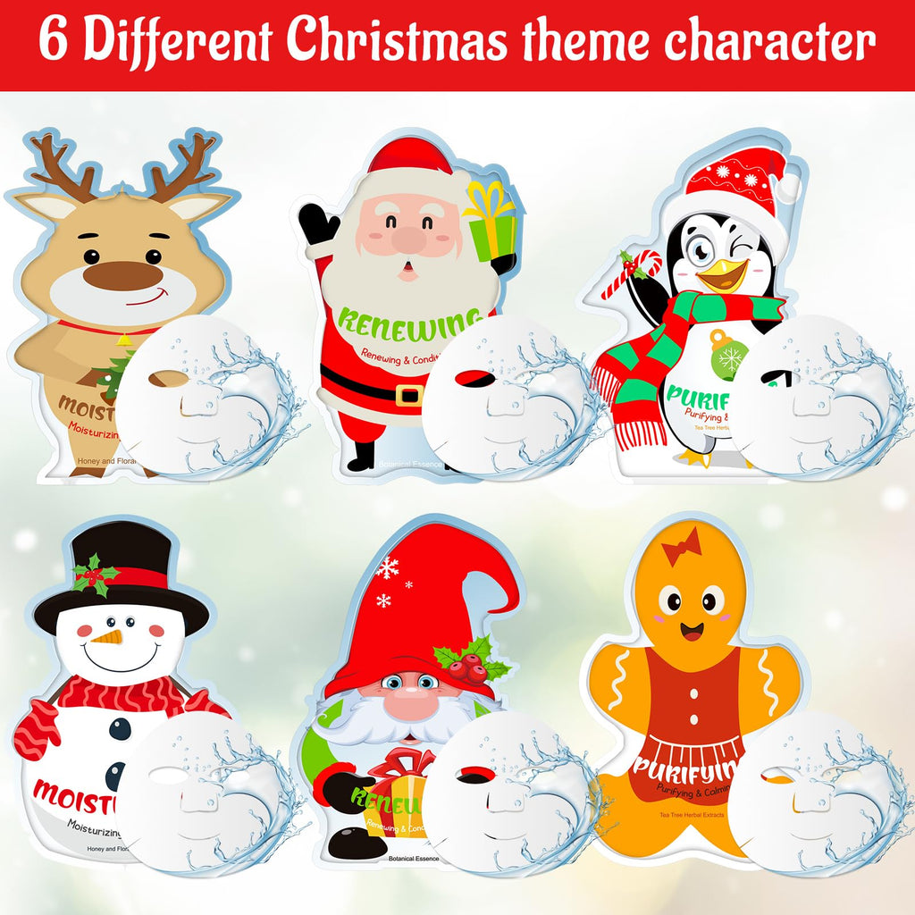 Timgle 12 Pcs Christmas Facial Masks Bulk – Hydrating Sheet Masks for Women | Holiday Stocking Stuffers