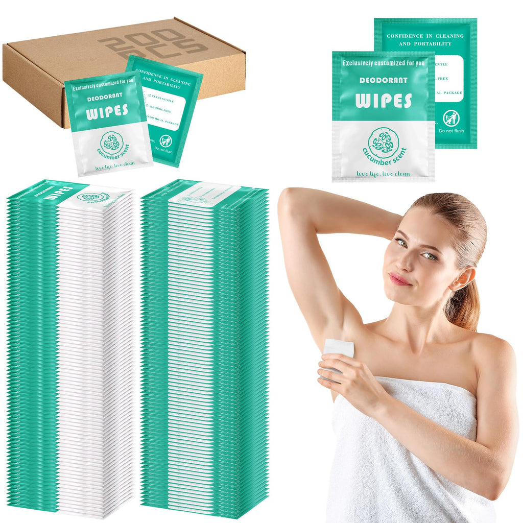 Timgle 200 Count Deodorant Wipes – Individually Wrapped Travel Size