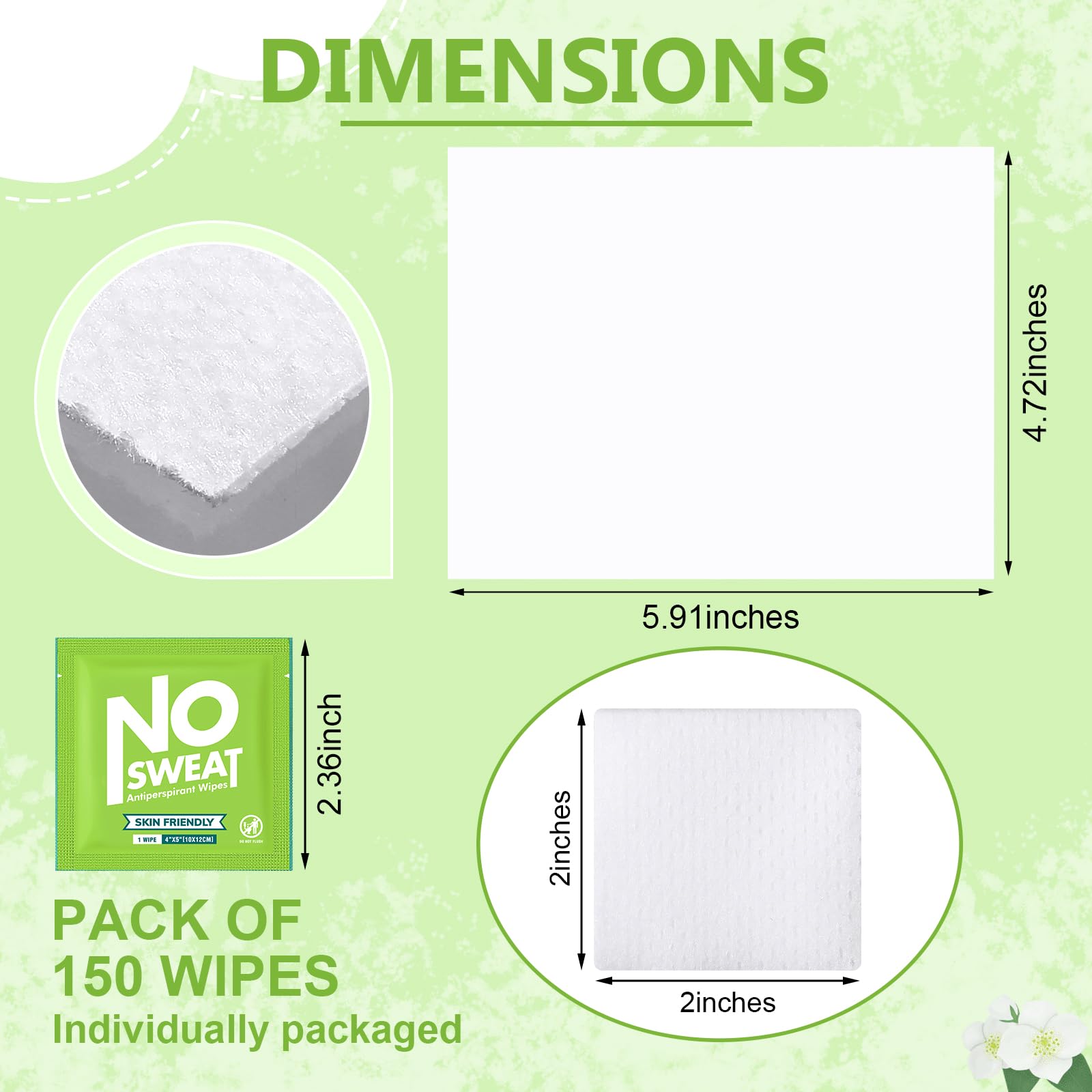 Timgle 150 Pcs Mini Travel Deodorant Wipes — Individually Wrapped Underarm Wipes