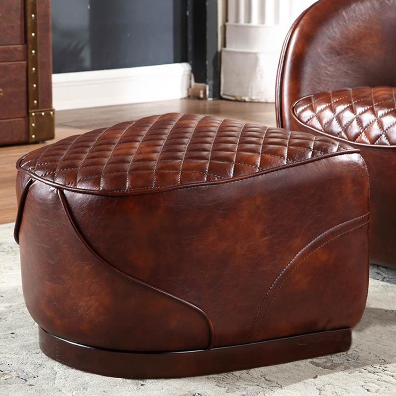 Saddle Chair And Footstool, Loft Style, Oil Wax Leather