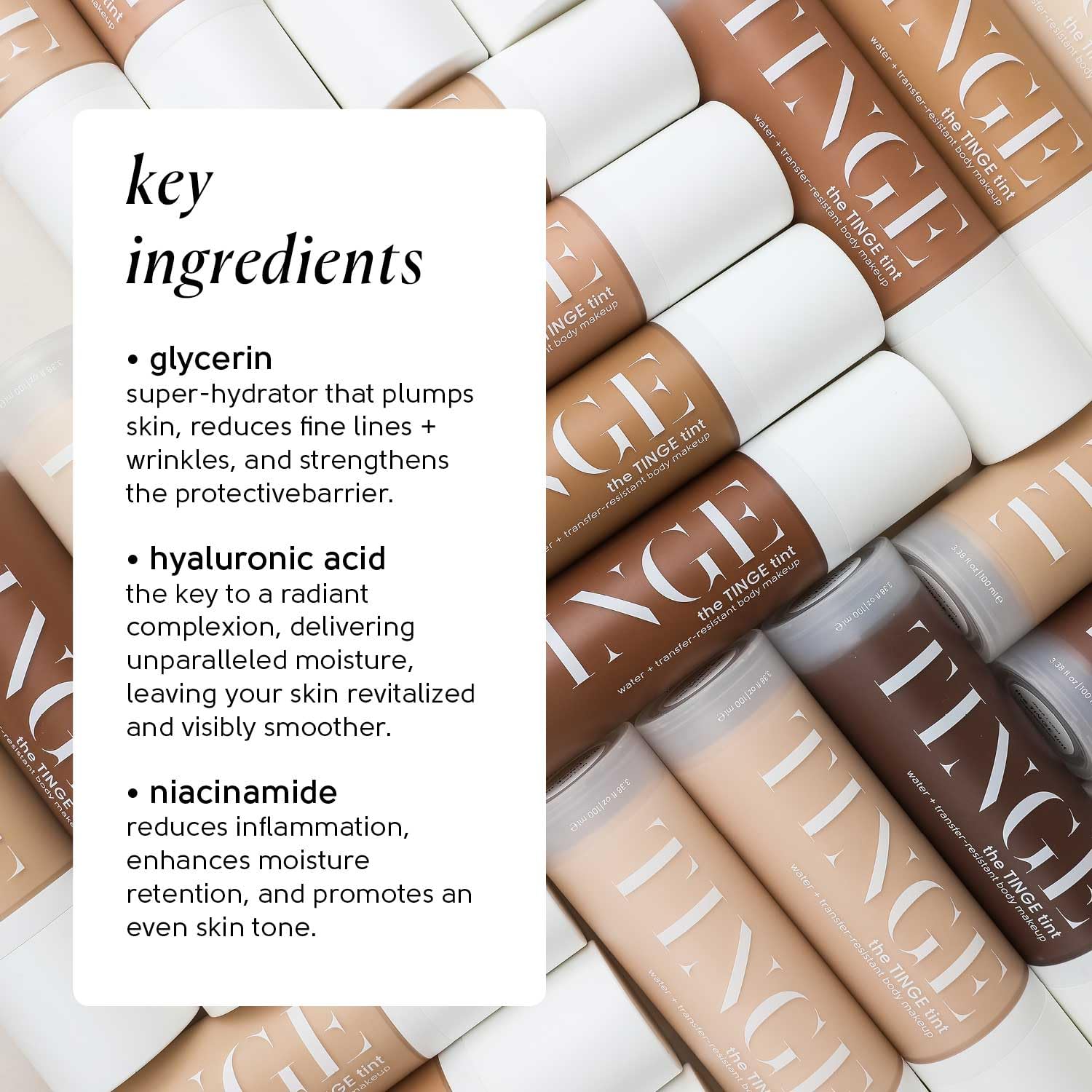 TINGE Body Makeup – Water & Transfer Resistant, Medium Coverage (Up to 48h) – Fragrance Free, Vegan, American Made
