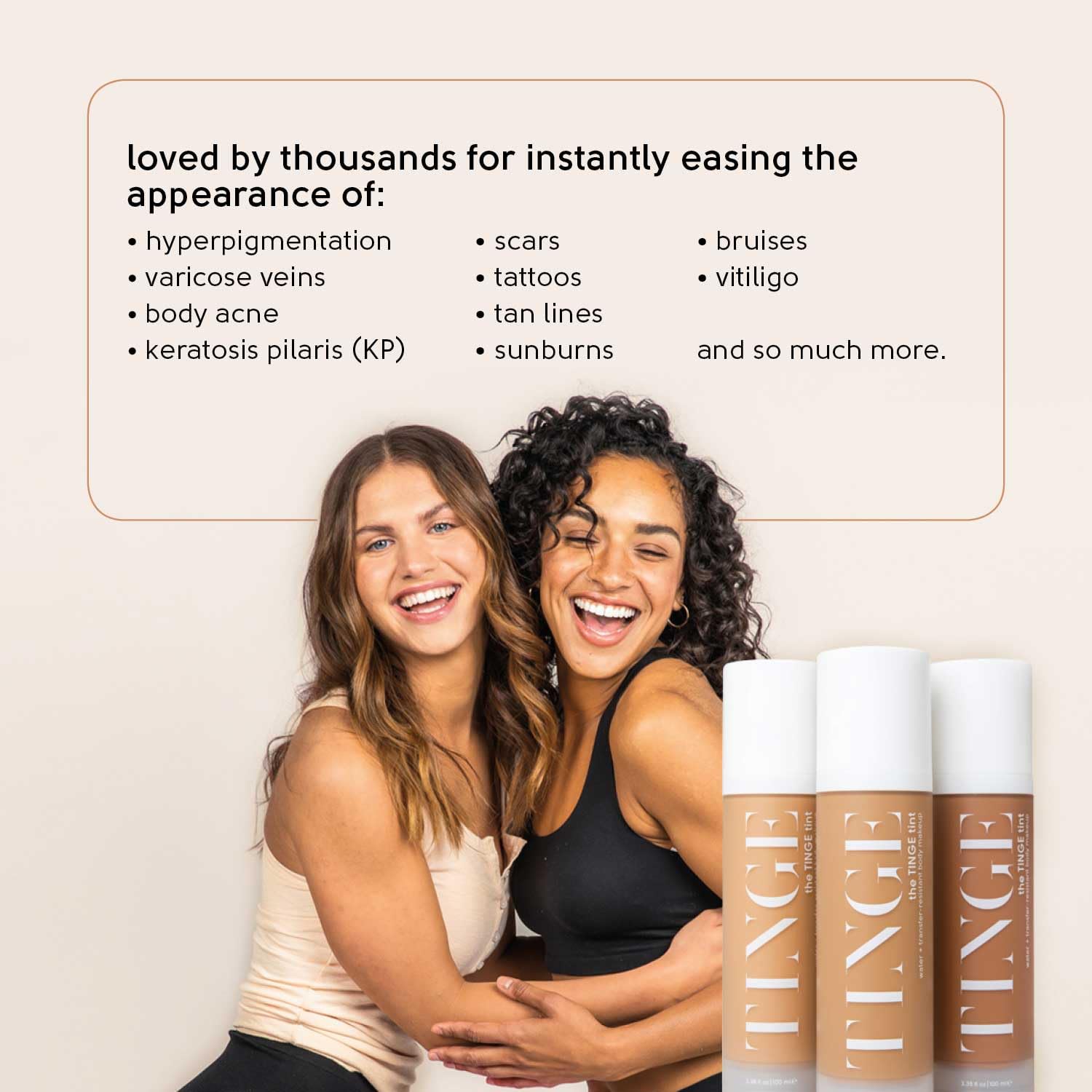TINGE Body Makeup – Water & Transfer Resistant, Medium Coverage (Up to 48h) – Fragrance Free, Vegan, American Made