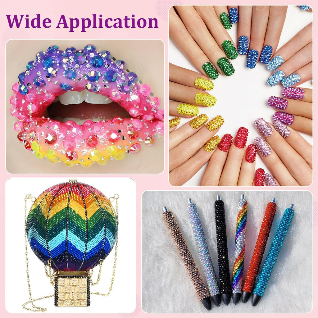 TINKRSTUFF 2 Boxes Jelly Rhinestones Kit: 25,000 Multicolor 3mm & 4mm Resin Gems + 2×10ml B7000 Glue + Tools