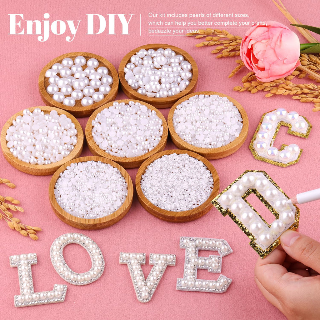 TINKRSTUFF 16500Pcs Flatback Pearls for Crafting (White) – 2–10mm with B7000 Glue Kit