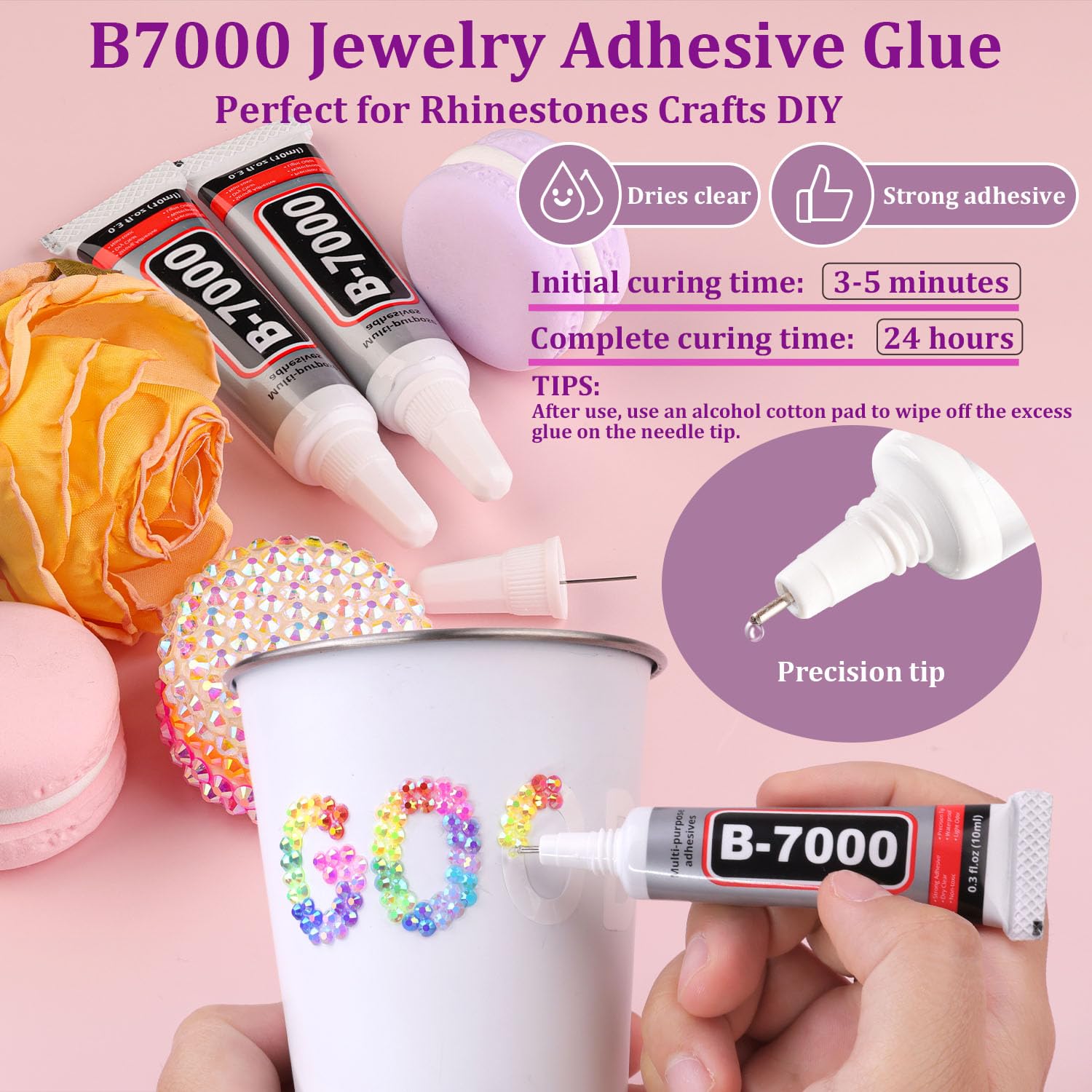 TINKRSTUFF 8500Pcs Resin Rhinestones Kit – 5mm Flatback Gems with Tweezers & B7000 Glue
