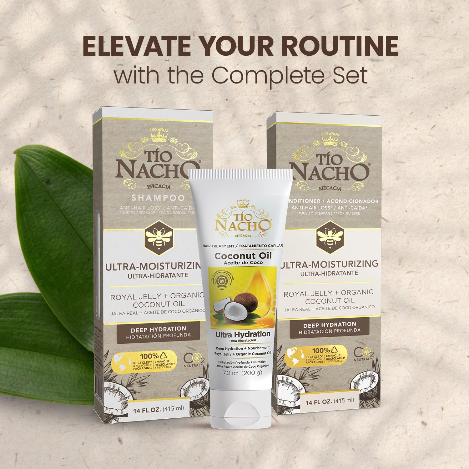 Tio Nacho Ultra-Moisturizing Frizz Control Shampoo with Organic Coconut Oil & Royal Jelly – 14 fl oz 3 Pack