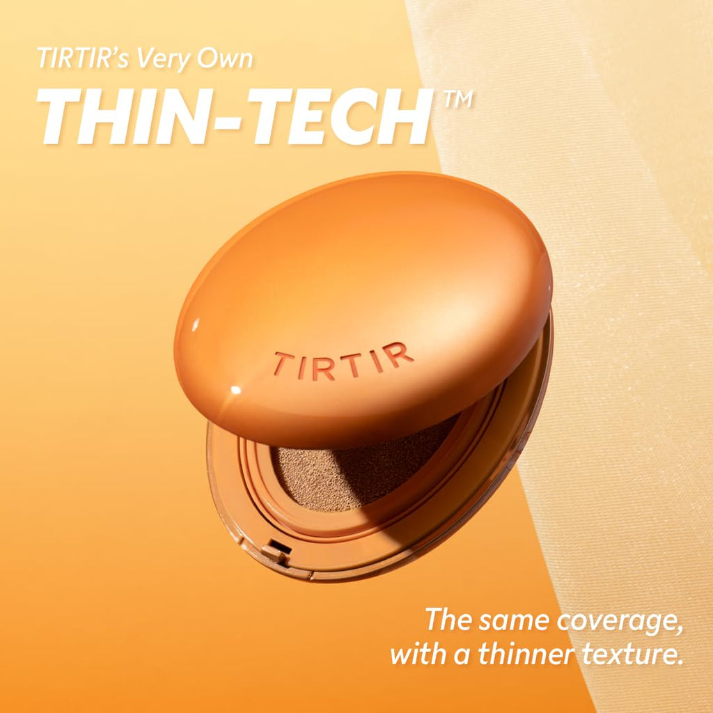 TIRTIR Mask Fit AI Filter Cushion Foundation — Semi-Matte, 72-Hour Coverage (Shade 10C Shell) 0.63 fl oz