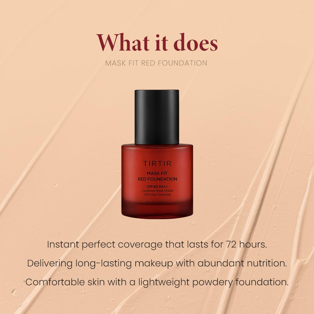 TIRTIR Mask Fit Red Foundation Porcelain 17 – High Coverage, Lightweight, Buildable