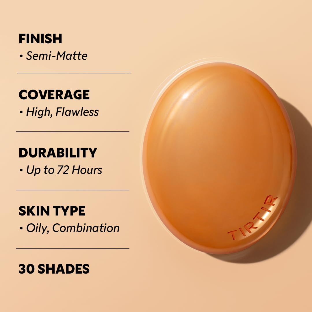 TIRTIR Mini Size Mask Fit AI Filter Cushion Foundation – AI-Like Semi-Matte Finish, 72H Coverage, #25N Mocha, 0.15 fl oz