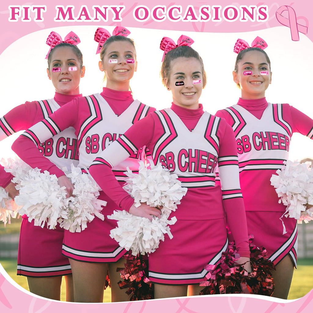 Tisancy 16 Pcs 8-inch Large Cheer Hair Bow + 15 Sheets Breast Cancer Awareness Temporary Tattoos – Fundraising & Team Gear