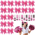 Tisancy 16 Pcs 8-inch Large Cheer Hair Bow + 15 Sheets Breast Cancer Awareness Temporary Tattoos – Fundraising & Team Gear