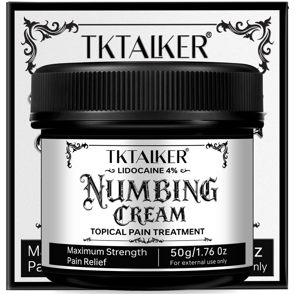 TKTALKER 4% Lidocaine Numbing Cream – Fast-Acting Pain Relief with Aloe Vera (1.76 oz)
