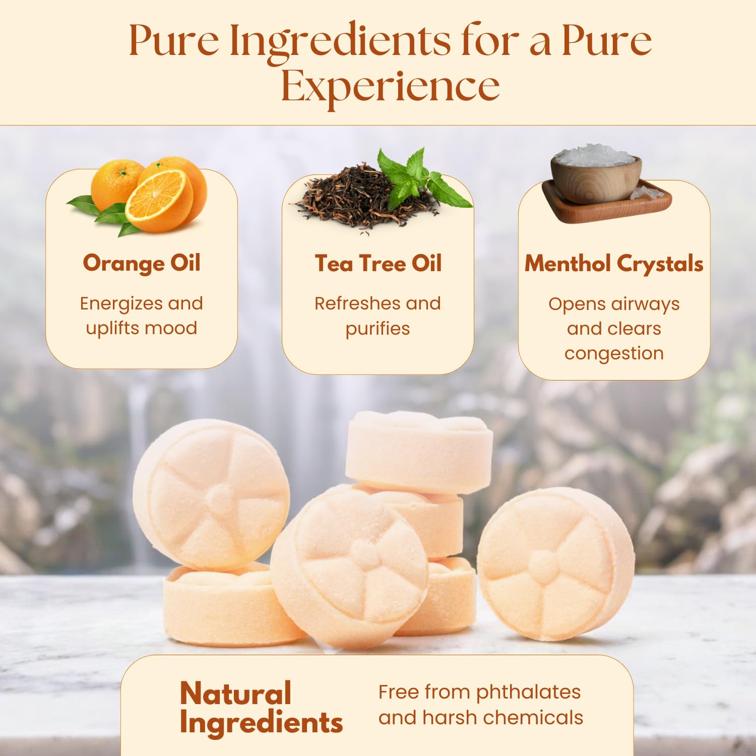 The Lavish Goat TLG Refresh Shower Steamers – USA Made, Orange Tea Tree, Extra Menthol