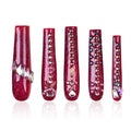 Tmani 10pc Extra Long Handmade Press-On Nails – Square Ballet Nails with Diamond Glitter