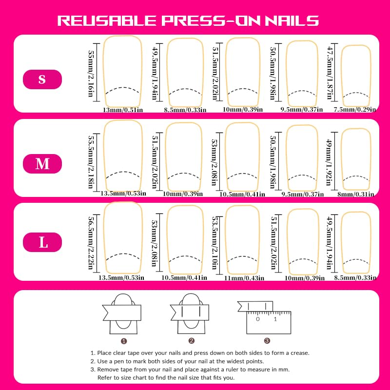 Tmani 10pc Extra Long Handmade Press-On Nails - Long Square Diamond Glitter (Size-L)