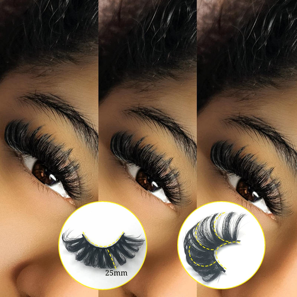 TMIELYBS 25mm Mink Lashes – 20 Pairs Dramatic 5D Full-Volume Wispy Eyelashes (VG38) Wholesale