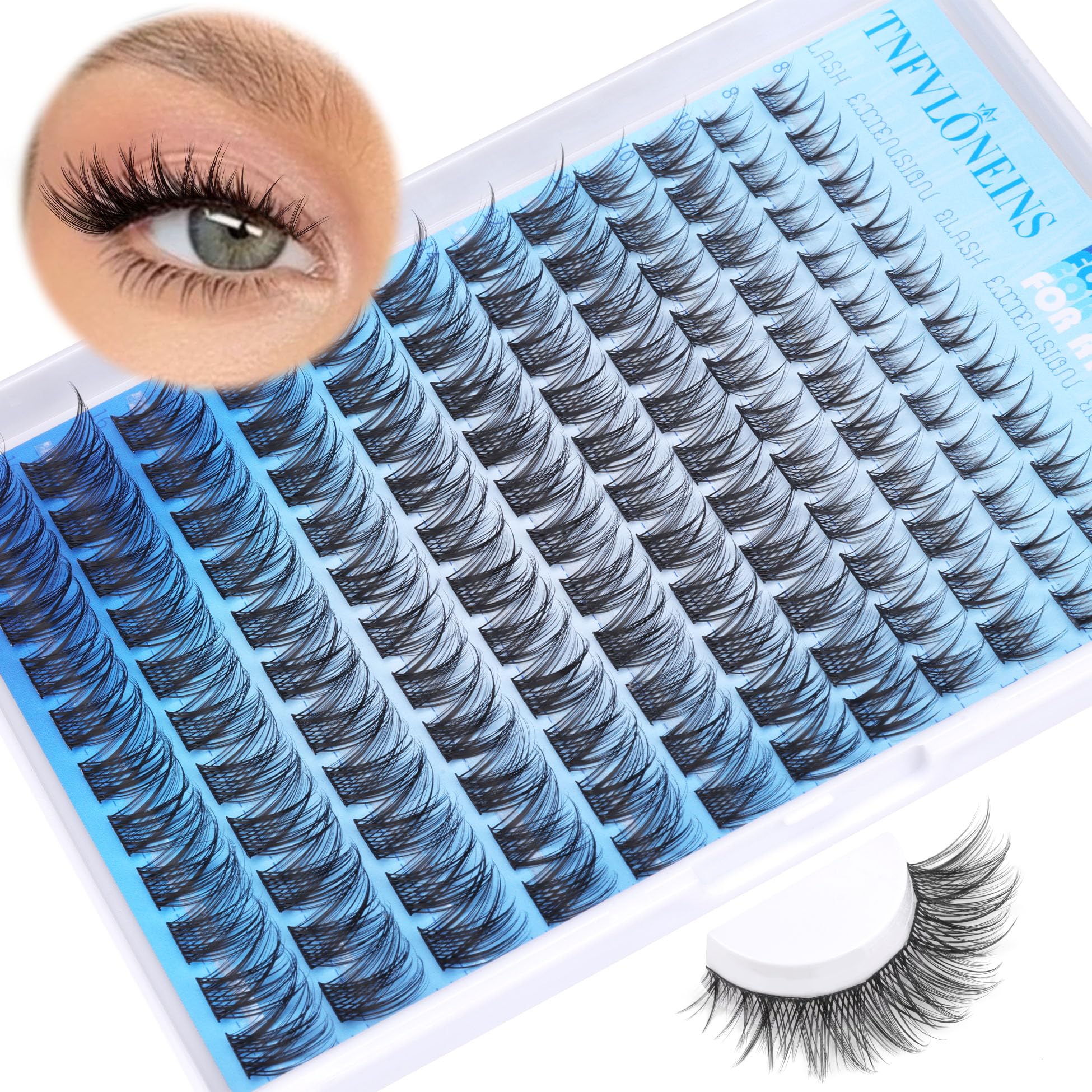 TNFVLONEINS Wispy Lash Extension Kit – Natural Lash Clusters 8–16mm with Bond & Seal