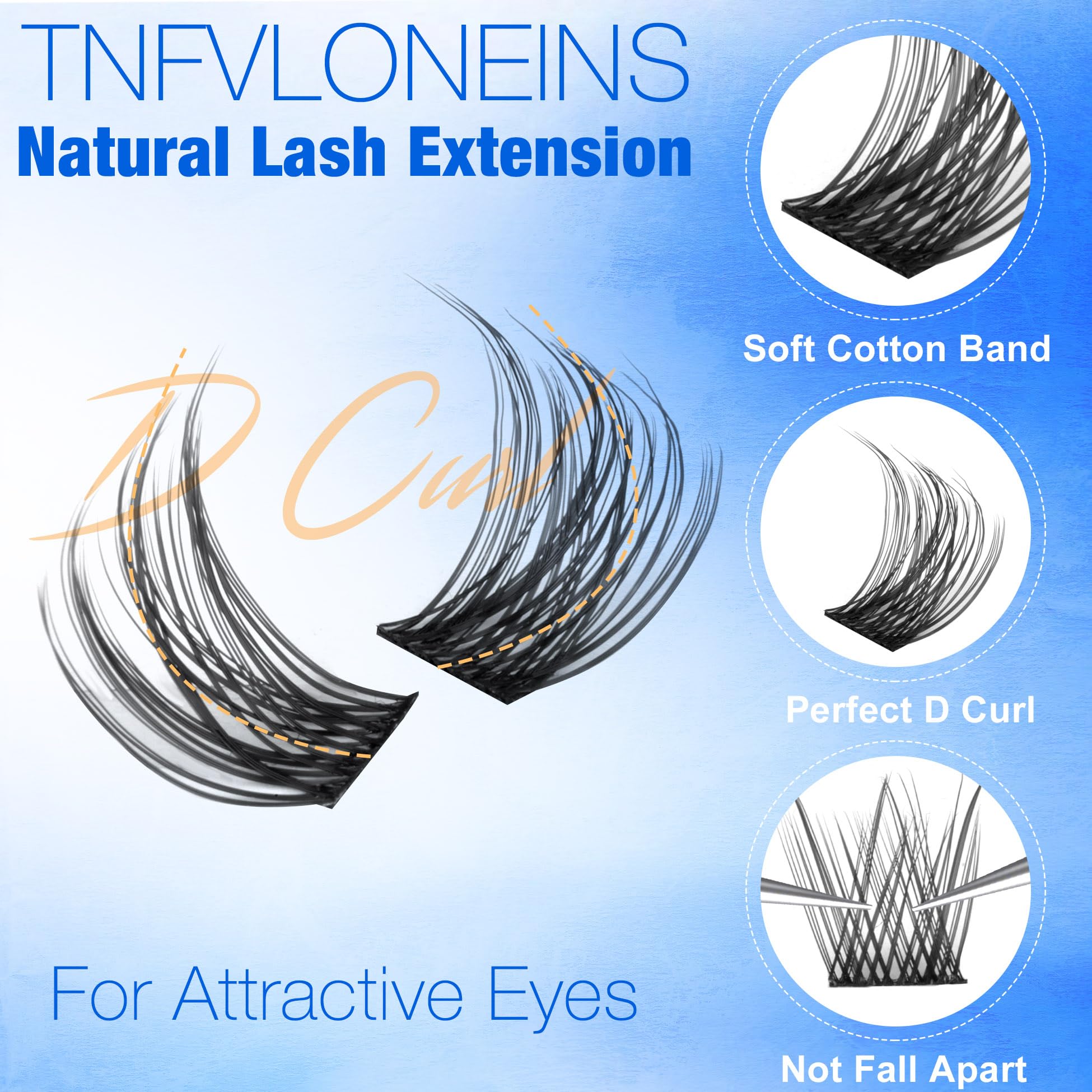 TNFVLONEINS Wispy Lash Extension Kit – Natural Lash Clusters 8–16mm with Bond & Seal