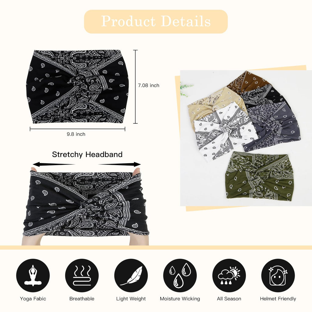 Tobeffect 7'' Extra Wide Boho Headbands for Women – Stretchy Headwraps & Hair Accessories