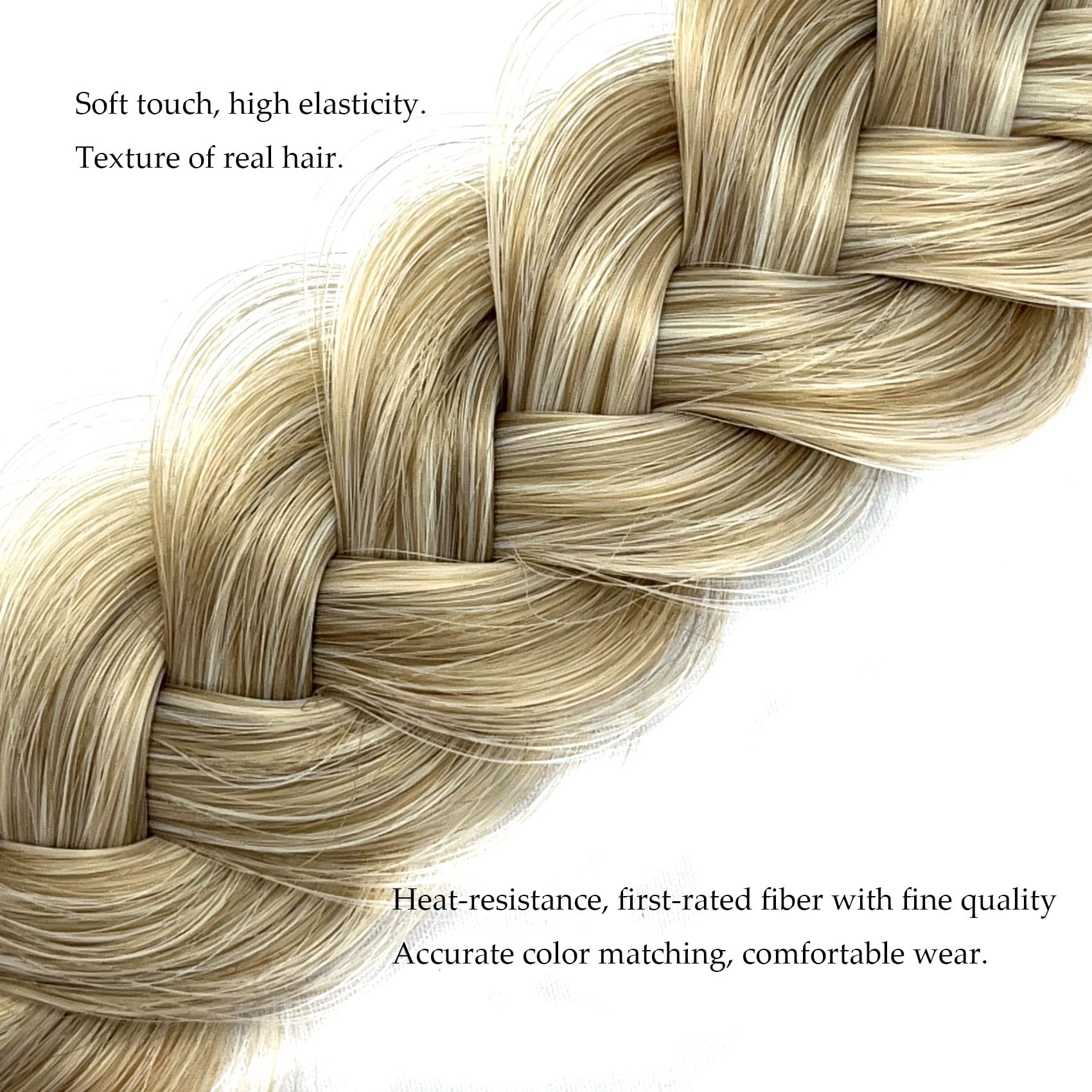 TOECWEGR Braided Headband with Tooth-Wide Braid – Messy Hair Hoop for Women (Dark Gray / Light Brown)