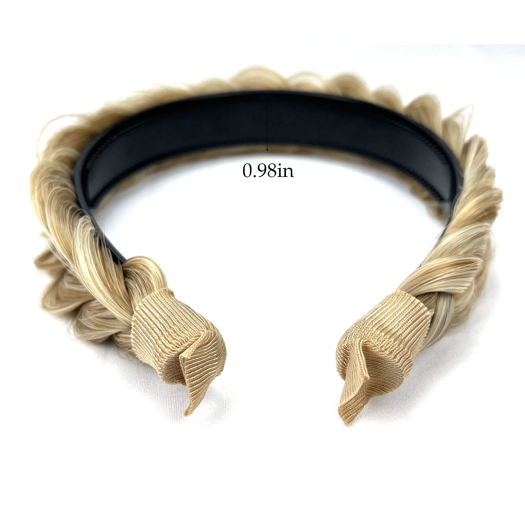 TOECWEGR Braided Headband with Tooth-Wide Braid – Messy Hair Hoop for Women (Dark Gray / Light Brown)