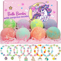 Toidgy 8 Pack Organic Bubble Bath Bombs for Kids – Mermaid, Unicorn & Rainbow Toys Inside