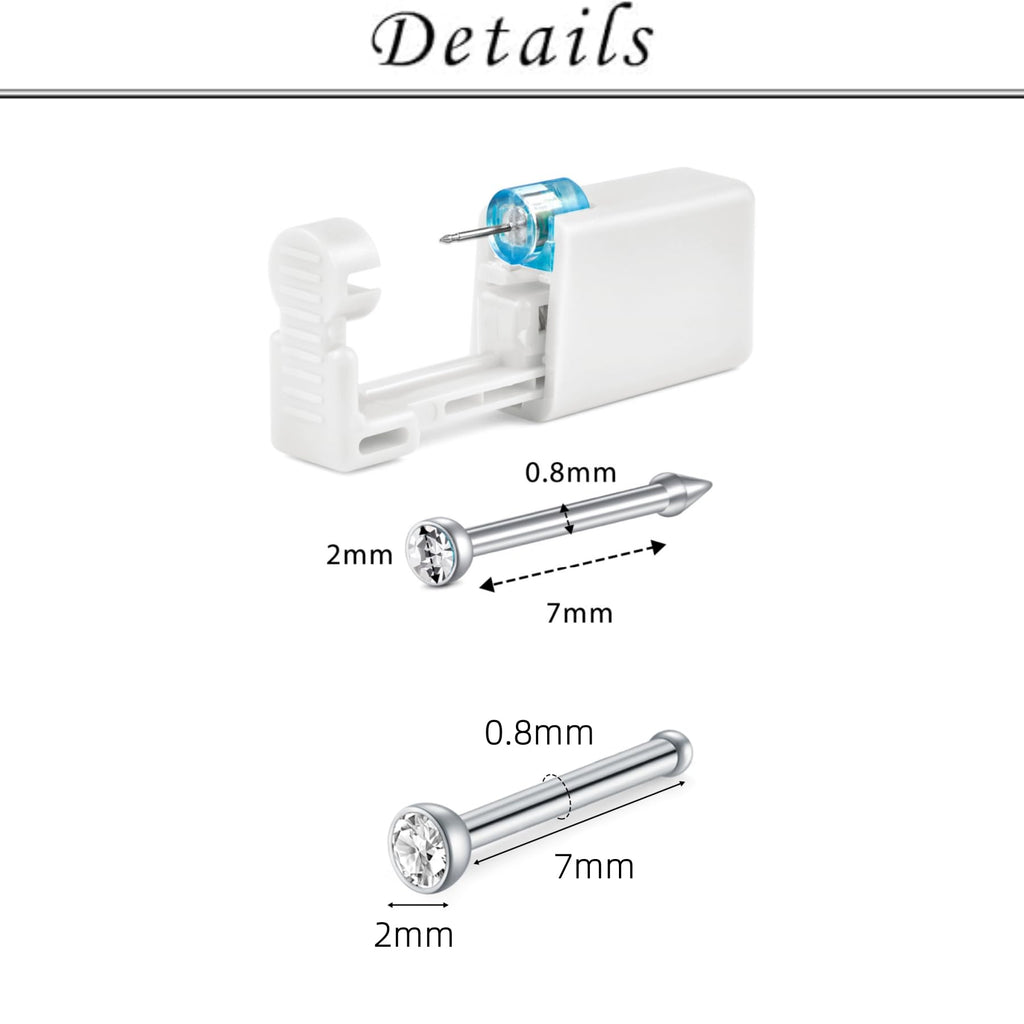 TOKRING Nose Piercing Kit – 2 Pack Self-Piercing Gun with Silver & Gold Nose Studs