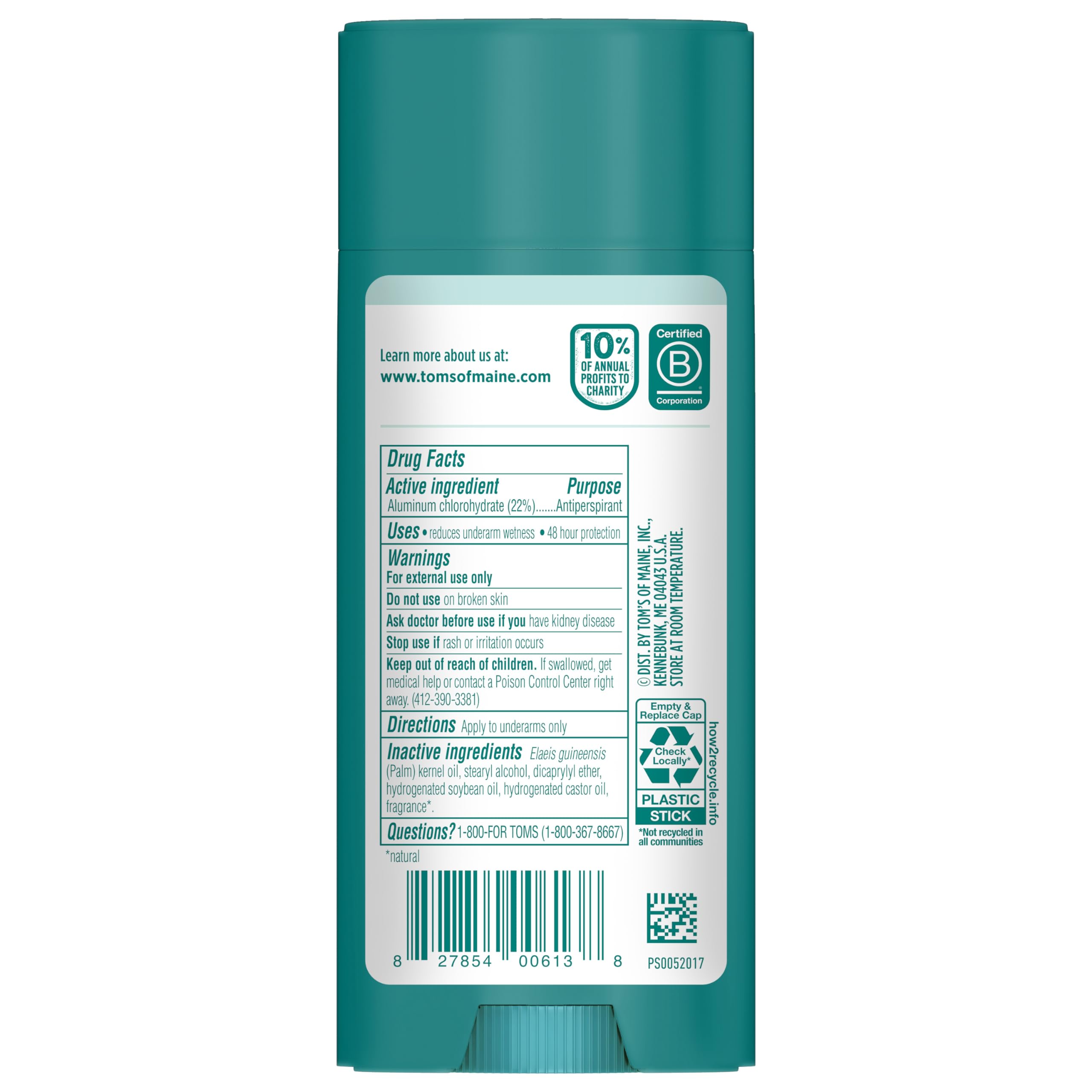 Tom’s of Maine Cucumber Aloe Antiperspirant – 48HR Protection (3.25 oz)