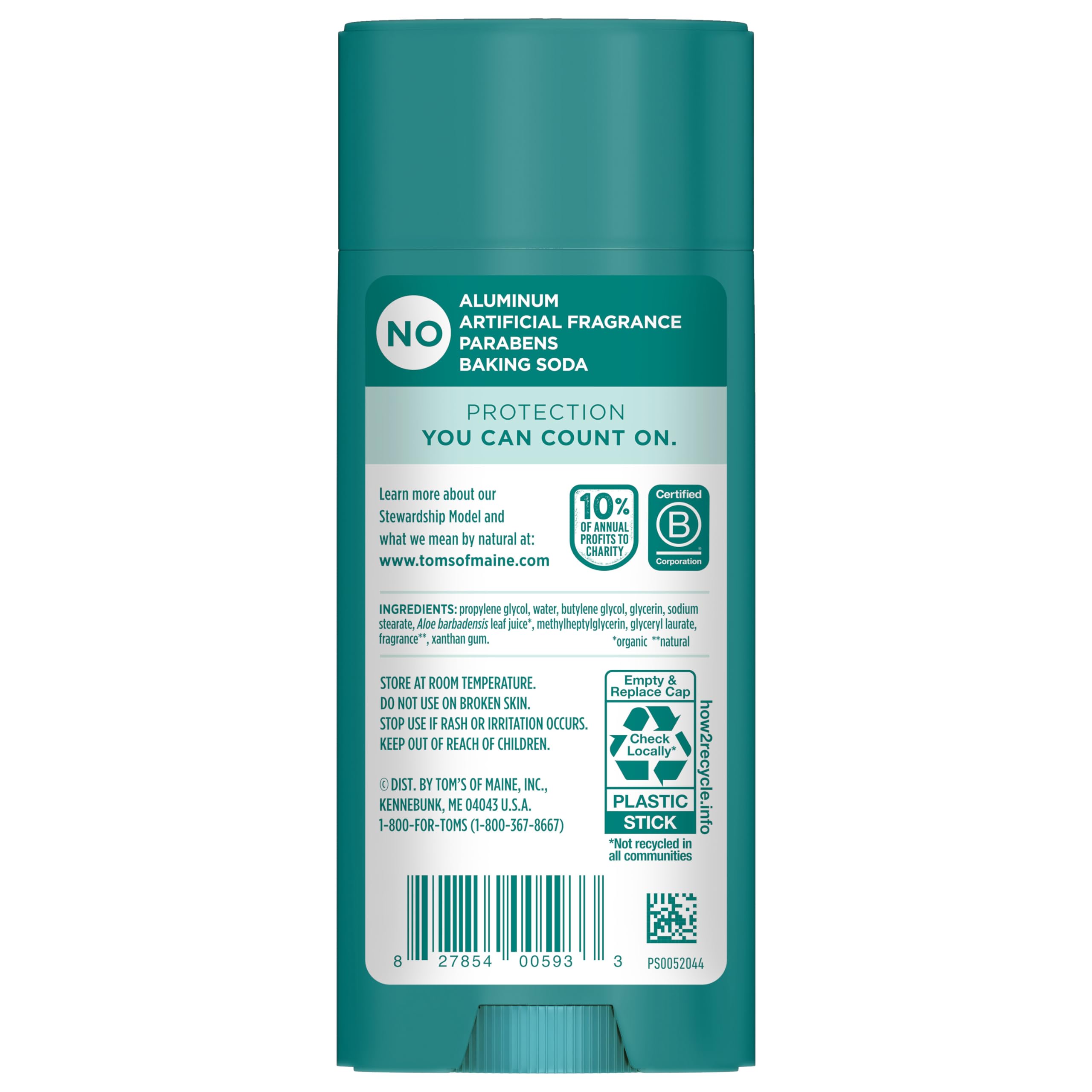 Tom's of Maine Lemongrass Tea Tree Aluminum-Free Deodorant for Women & Men | Clear Application | Odor & Wetness Protection | 3.25 oz