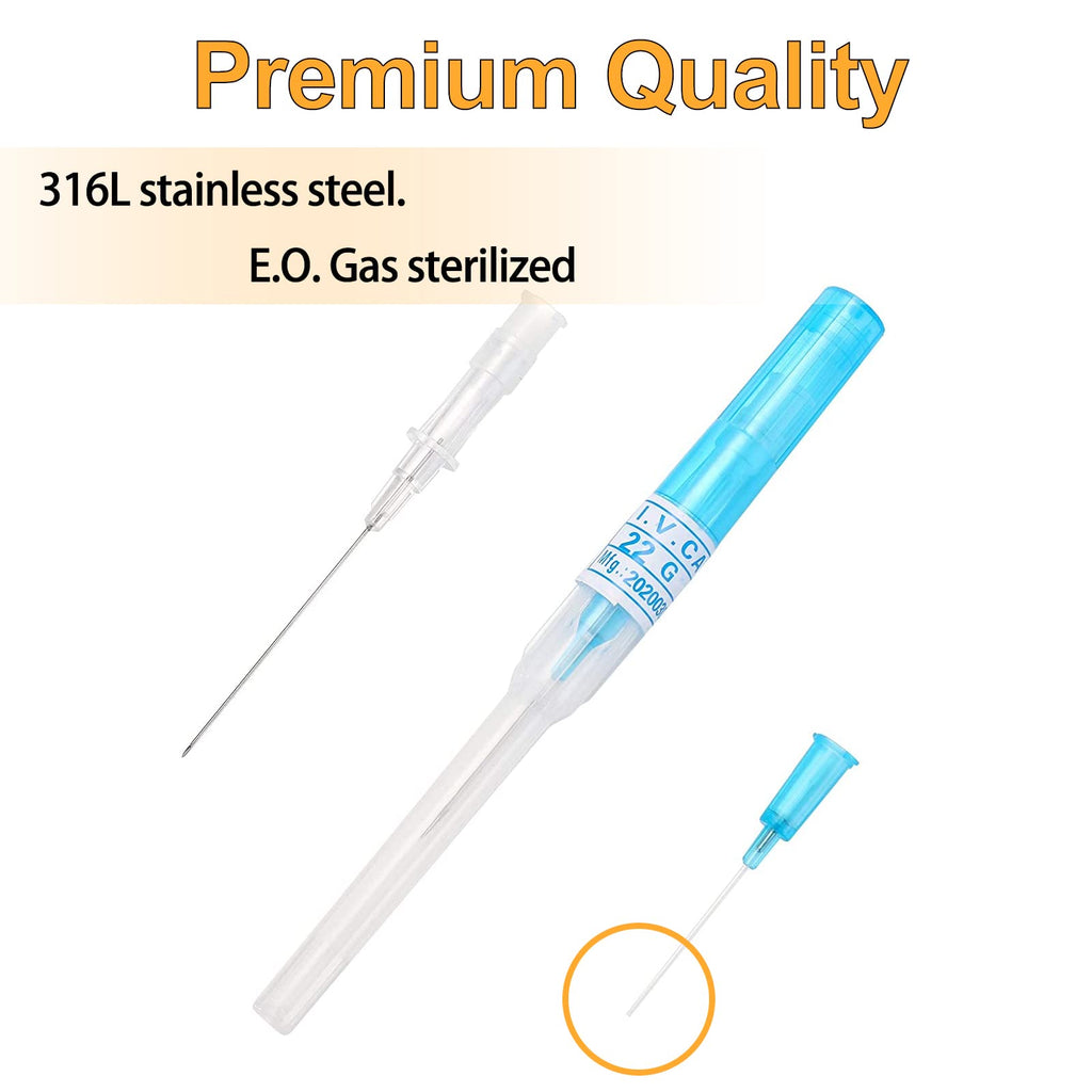 TONBAO Catheter Piercing Needles - 50 Mixed Disposable Needles, 316L Stainless Steel, Vacuum Pack