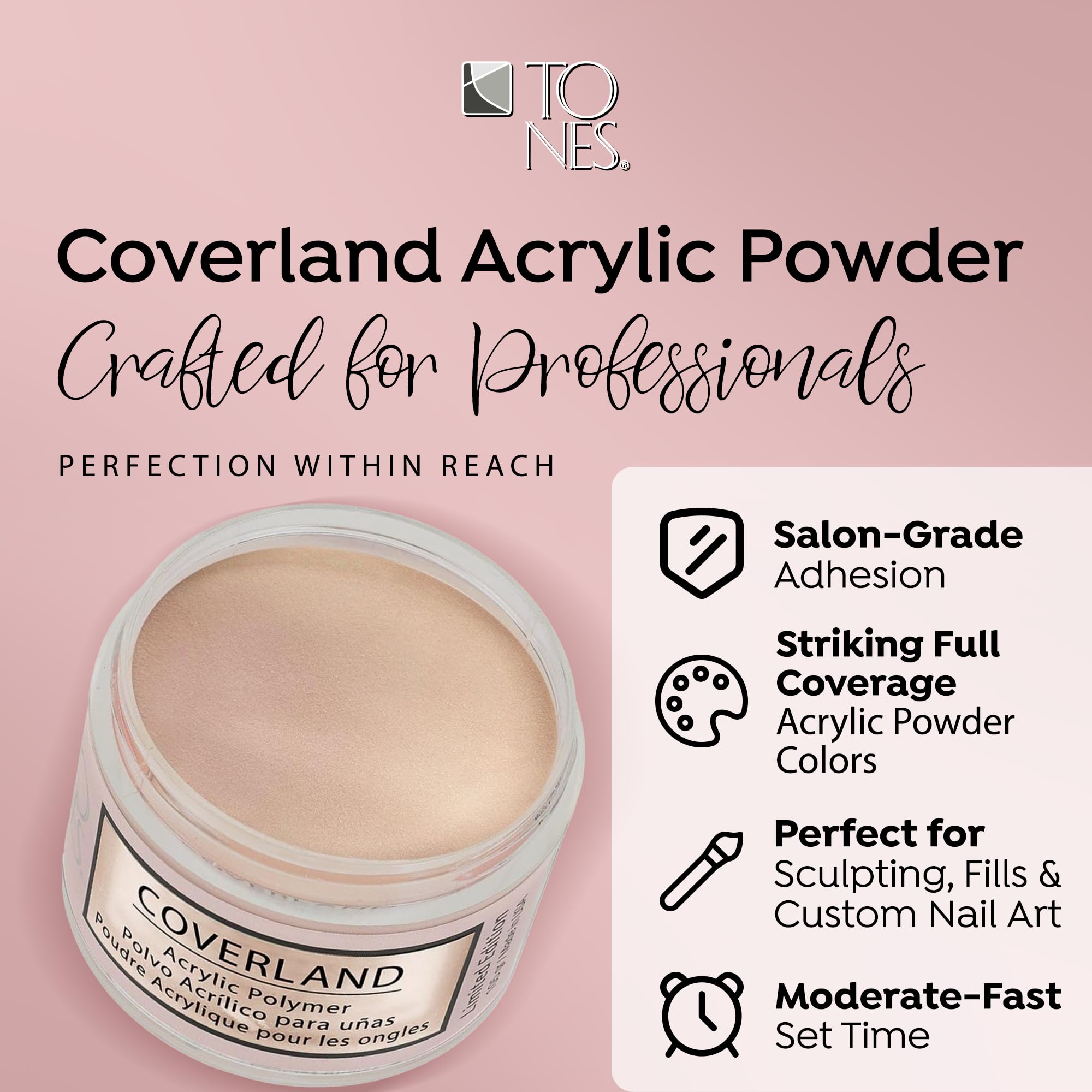 TONES Coverland Acrylic Powder New Nue – 3.5oz | Strong, Long-Lasting Nail Enhancement