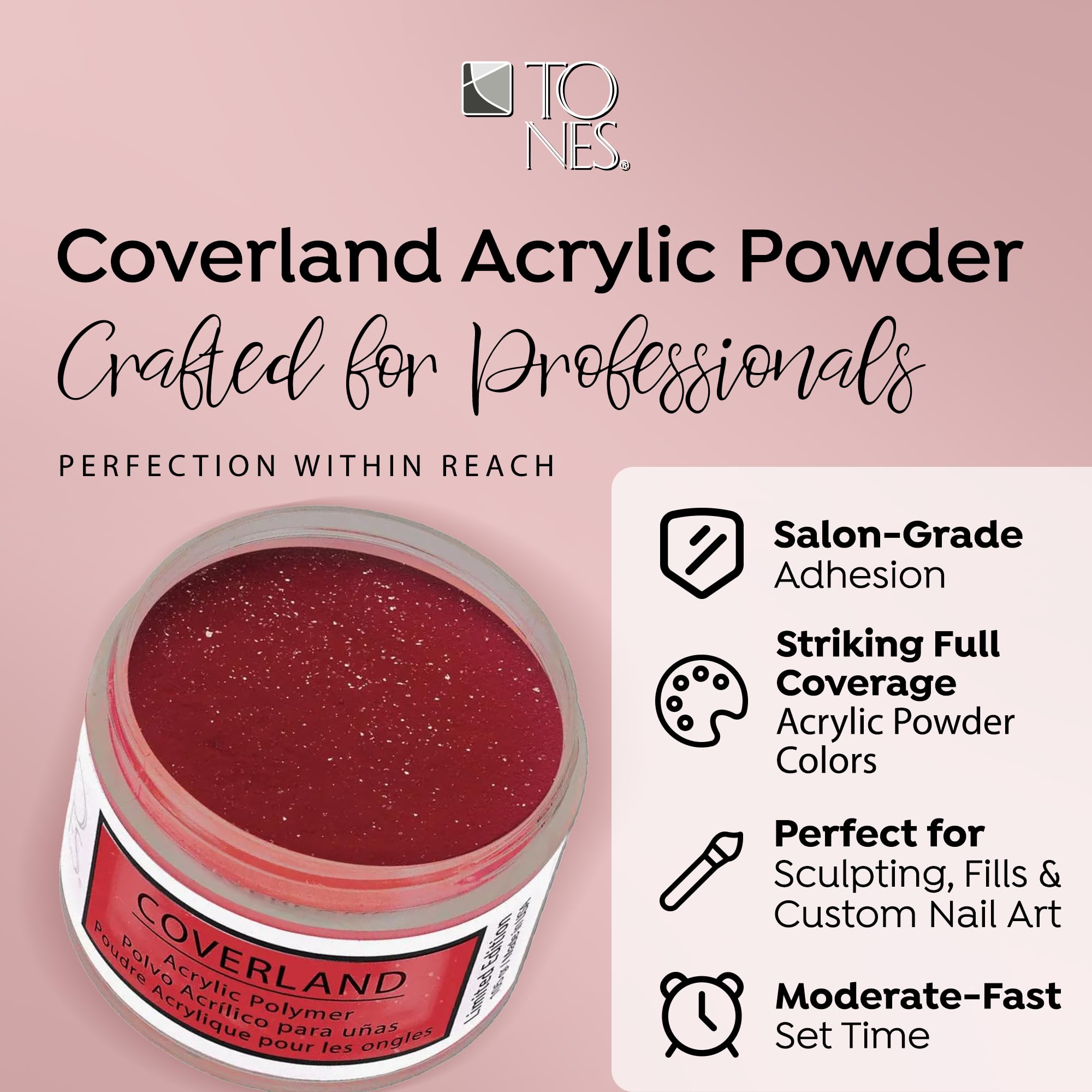 TONES Coverland Pasión Acrylic Nail Powder – Limited Edition 1.5 oz for Design & Sculpting