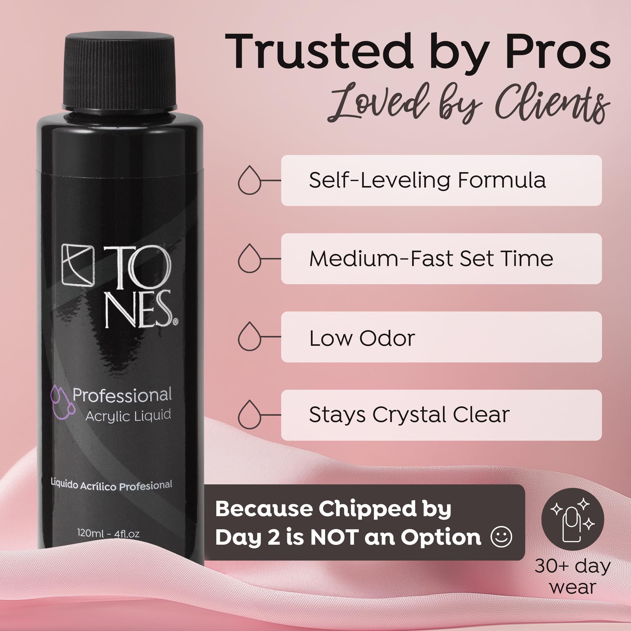 TONES Monomer Acrylic Nail Liquid – Watermelon (16 oz) MMA-Free, Self-Leveling
