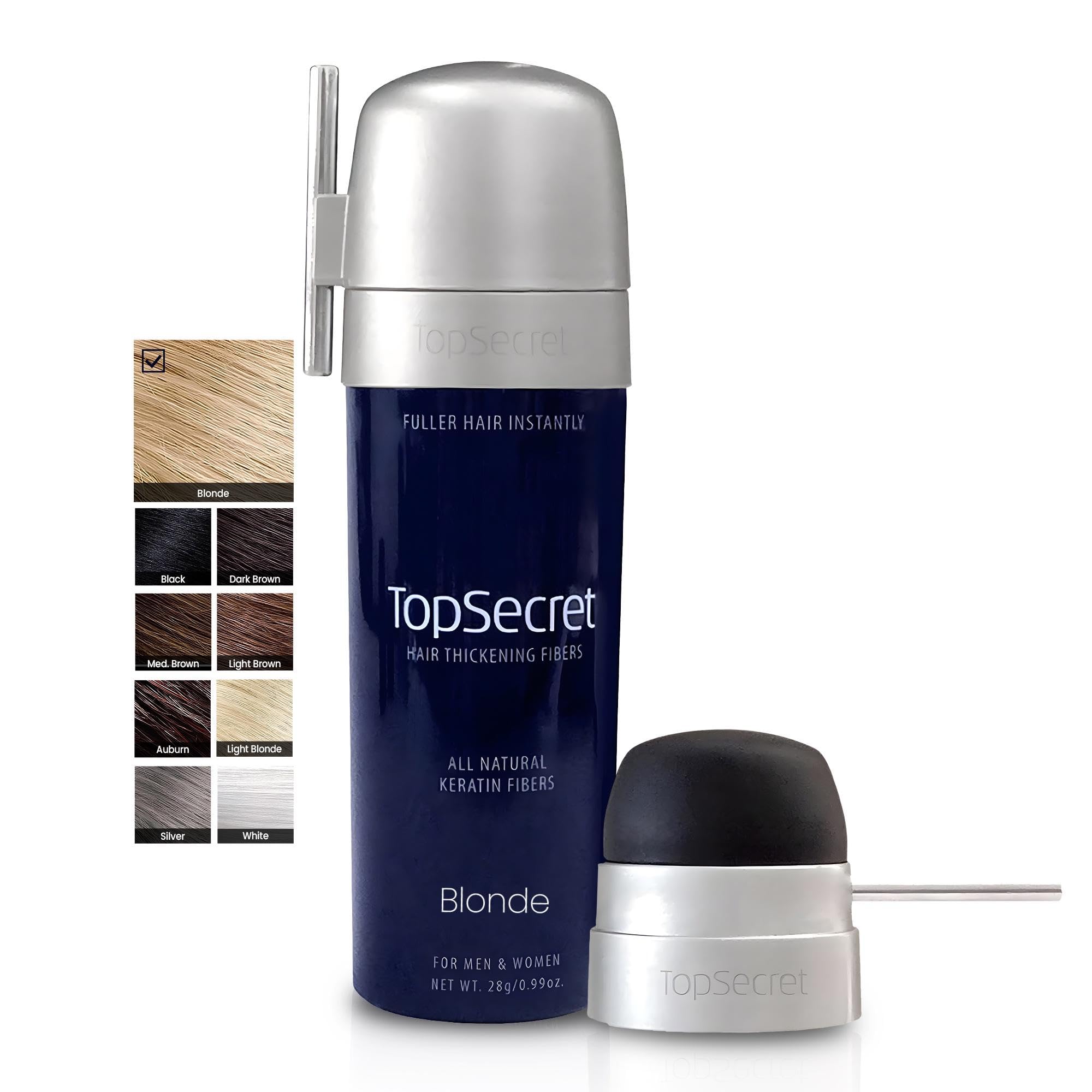 Top Secret Hair Thickening Fibers with Precision Applicator – Undetectable & Weather-Resistant (Blonde, Large)