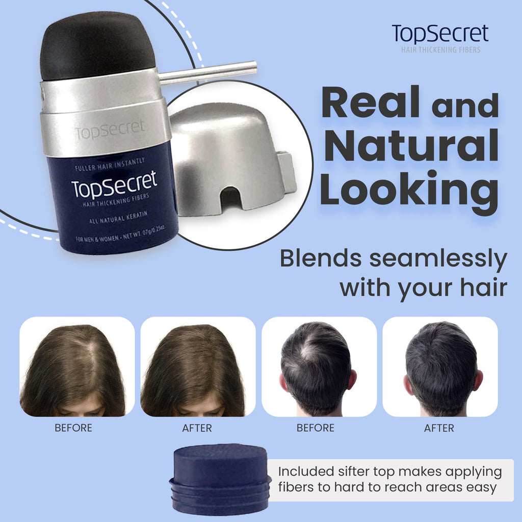 Top Secret Hair Thickening Fibers with Precision Applicator – Undetectable & Weather-Resistant (Blonde, Large)