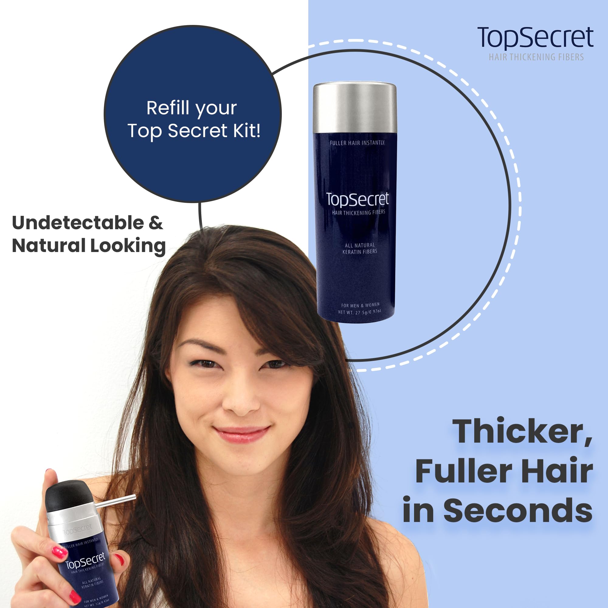 Top Secret Hair Building Fibers Refills – Undetectable, All-Day Coverage (Light Blonde) – For Men & Women