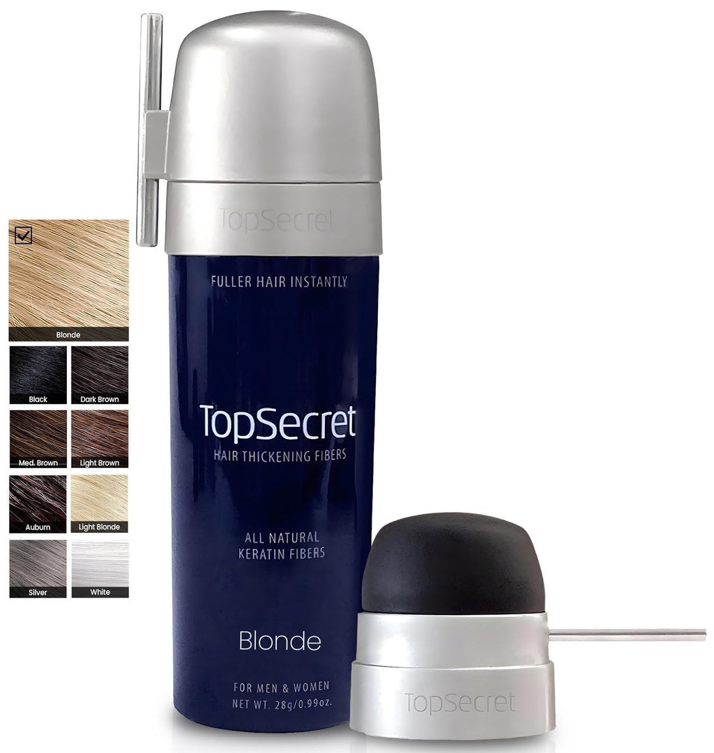 Top Secret Hair Thickening Fibers with Precision Applicator – Undetectable & Weather-Resistant (Blonde, Large)