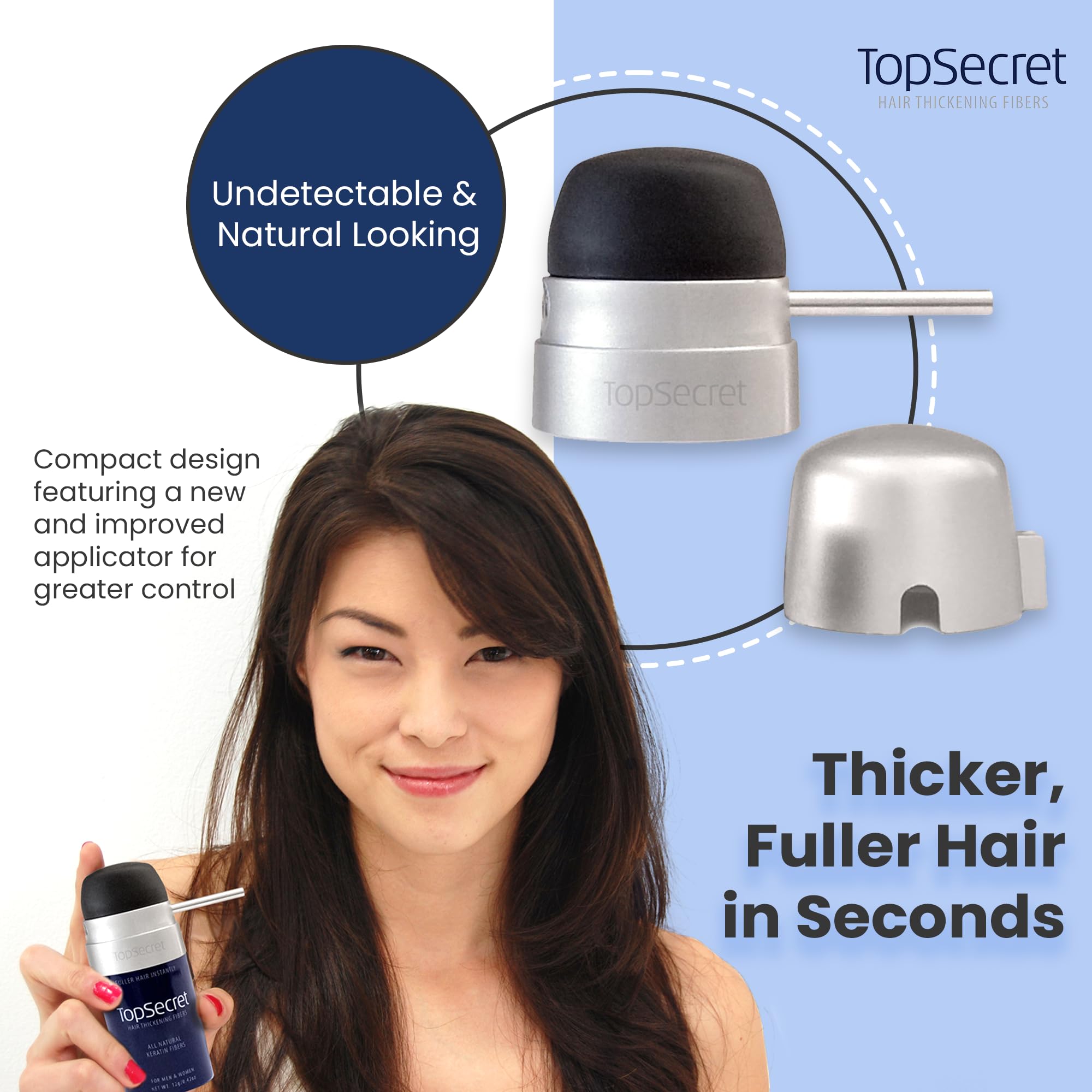 Top Secret Hair Thickening Fibers with Precision Applicator – Undetectable & Weather-Resistant (Blonde, Large)