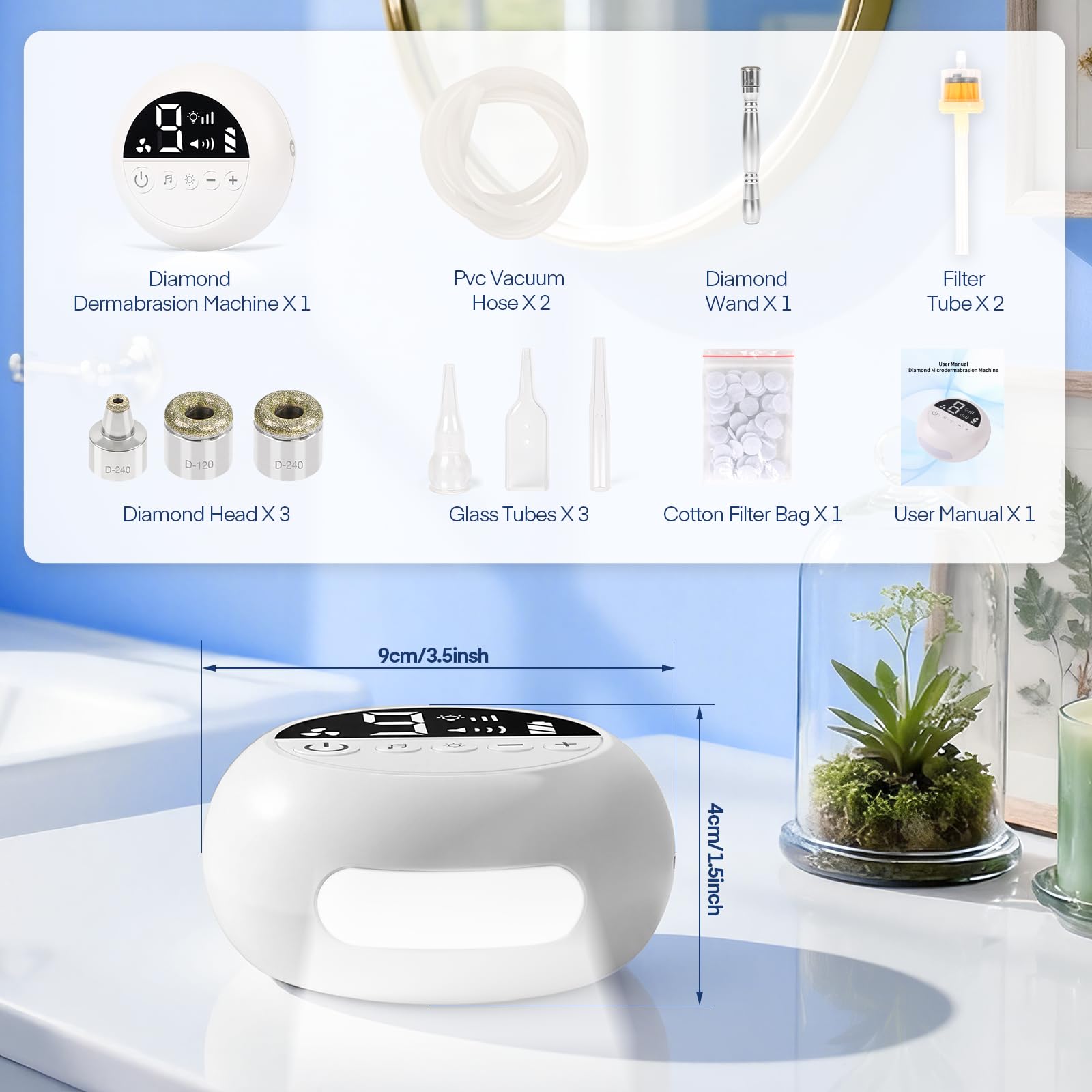 TopDirect Mini Microdermabrasion Machine – Portable Diamond Dermabrasion with Adjustable Suction
