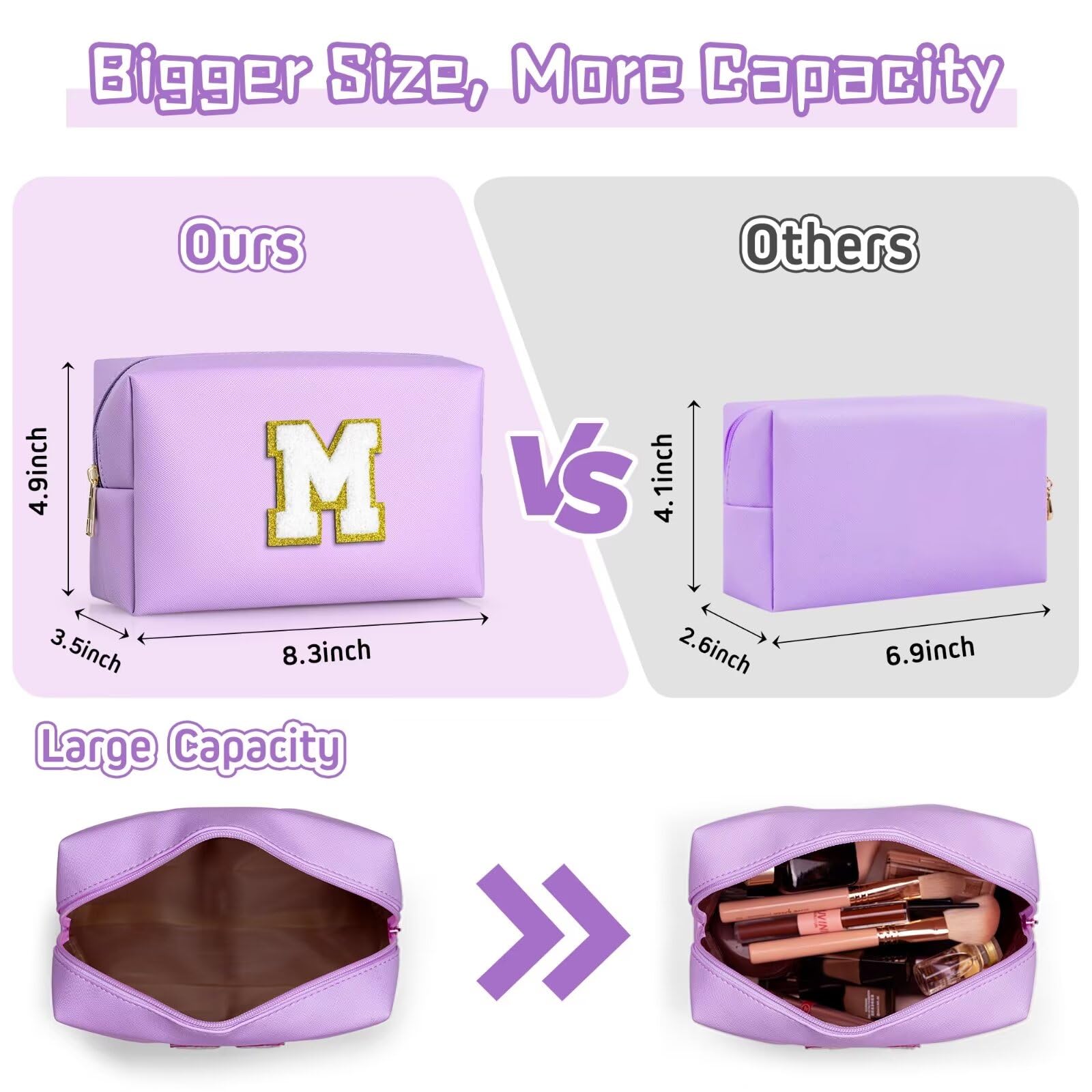 TOPEAST Personalized Makeup Bag — Small Pink Travel Toiletry Bag for Women
