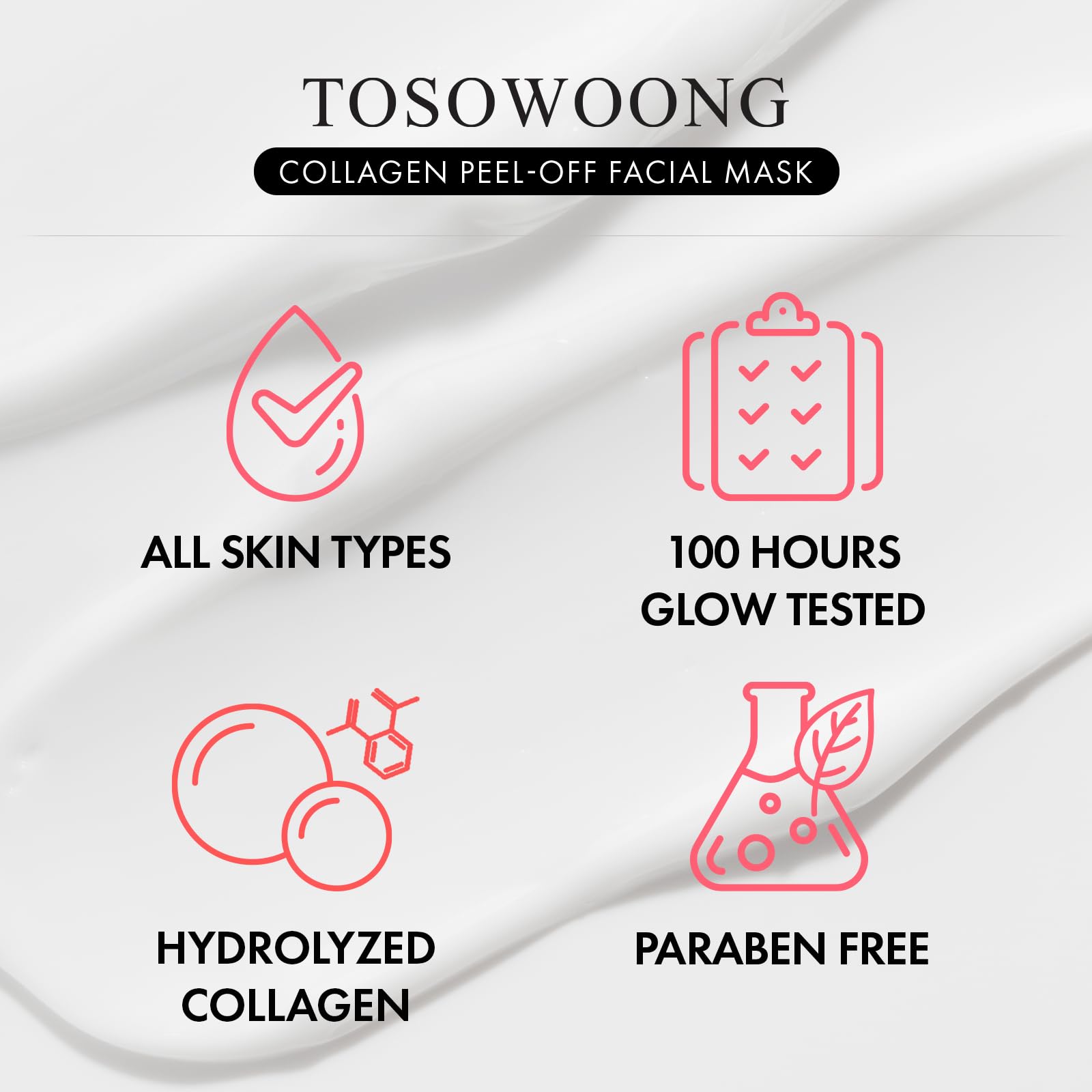 TOSOWOONG Real Collagen Fit Peel-Off Mask – Hydration, Glow, 2-Pack