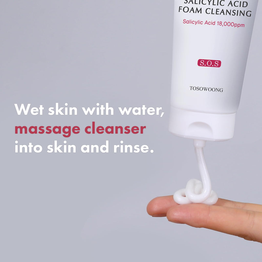 TOSOWOONG Salicylic Acid Foam Cleanser – Deep Pore Cleansing for Oily Skin, 18,000ppm SA, 100ml