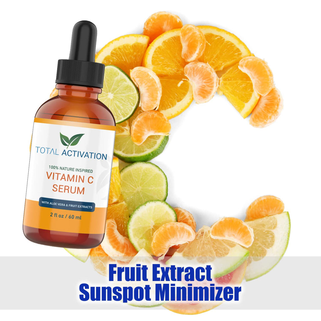 Total Activation Vitamin C Serum with Aloe Vera & Vitamin E — Hydrating Serum 2oz