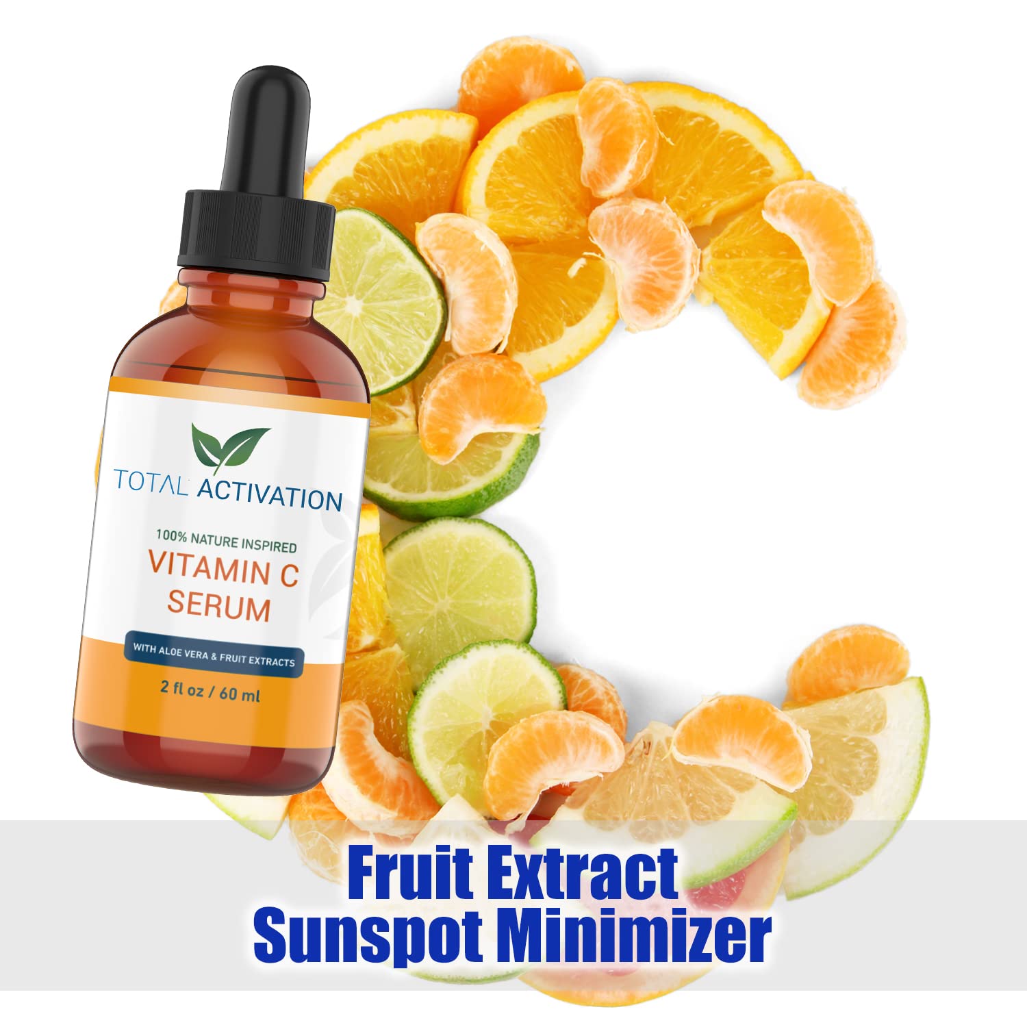 Total Activation Vitamin C Serum with Aloe Vera & Vitamin E — Hydrating Serum 2oz