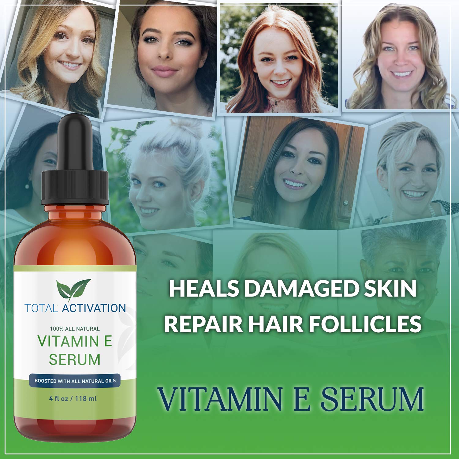 Total Activation Vitamin E Serum – Organic 100% Pure Cold-Pressed Vitamin E Oil for Skin, Hair & Nails – 4 oz